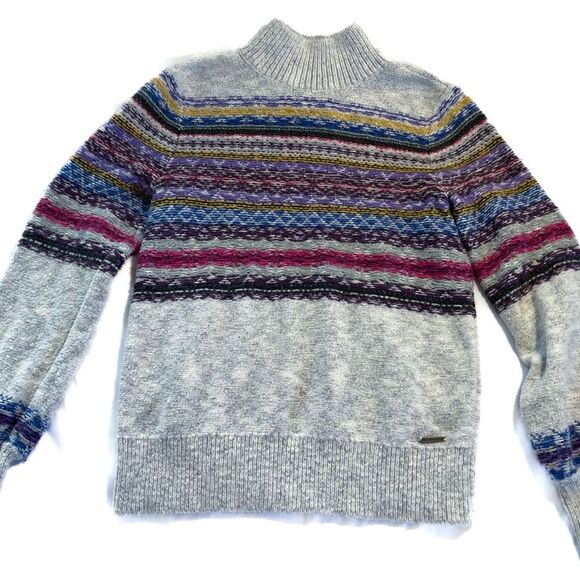 Abercrombie & Fitch Mock Neck Sweater | Fair Isle Heather Gray Multicolor - Picture 4 of 10
